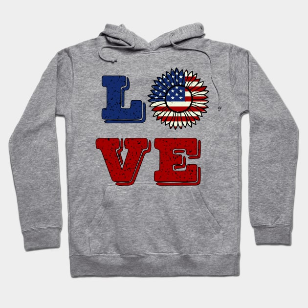 Love patriotic Sunflower 4th of July Hoodie by sevalyilmazardal